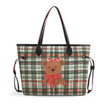 Plaid Christmas Bear - Large capacity handbag