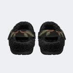Dark Botanical Moth - Fur Lined Slippers/Sandals