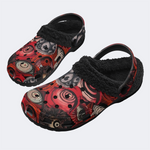 Unisex Evil Eyes Print - Fur Lined Slippers