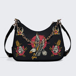 Vintage Eagle Print - Leather Crossbody Bag