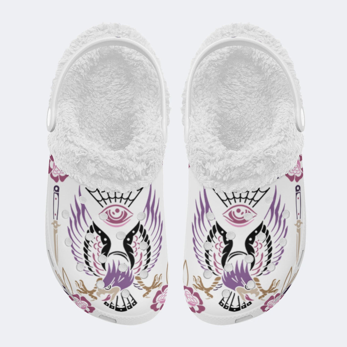 Unisex EagleArt Print - Fur Lined Slippers/Sandals