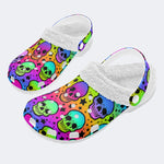 Bright Skulls&Stars Print- Fur Lined Slippers/Sandals