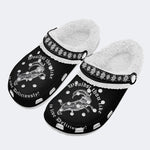 Unisex Metal Goat Print - Fur Lined Slippers