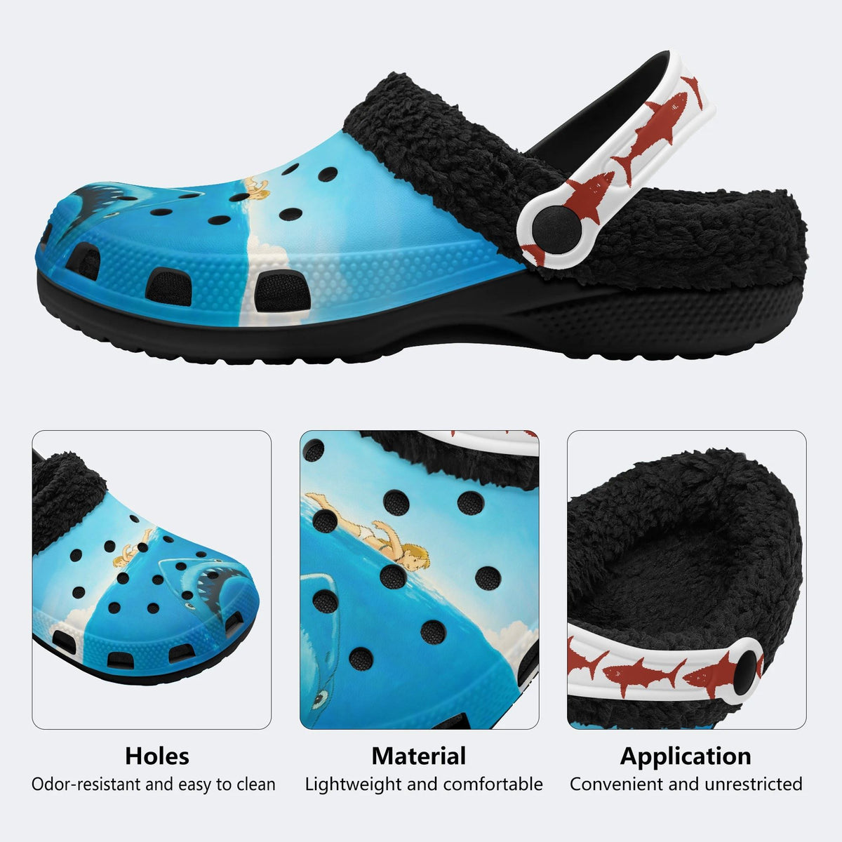 Deep Sea Shark - Fur Lined Slippers/Sandals