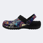 Gothic Occult Trippy Mushroom Cosmic Eye - Fur Lined Slippers/Sandals