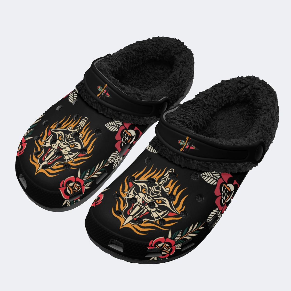 Angry Panther Art Print - Fur Lined Slippers/Sandals