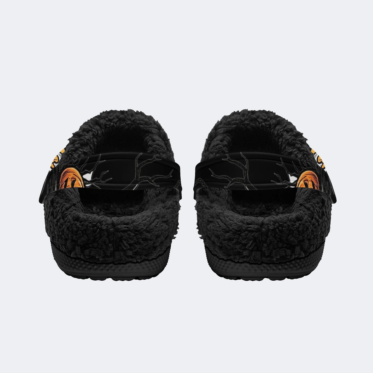 Gothic Ghost Pumpkin Bat Halloween - Fur Lined Slippers/Sandals
