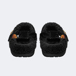 Gothic Ghost Pumpkin Bat Halloween - Fur Lined Slippers/Sandals