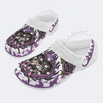 Rose Flame Panther Print - Removable Fur Lined Slippers/Sandals