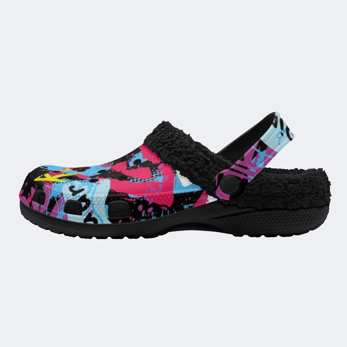 Colorful Graffiti Art - Fur Lined Slippers/Sandals
