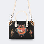 Shake Hands Print - Leather Handbag