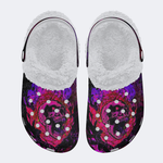 Fire Skull Print - Fur Lined Slippers/Sandals