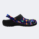 Neon Color Mushroom Print - Fur Lined Slippers/Sandals