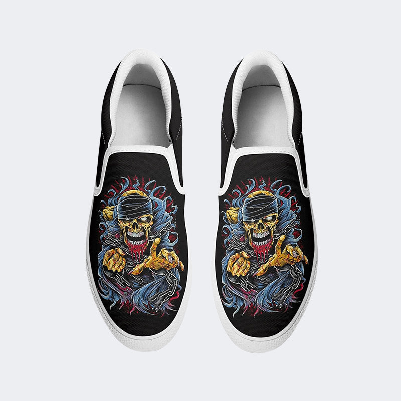 Skull Graphic Print - Slip On Shoes