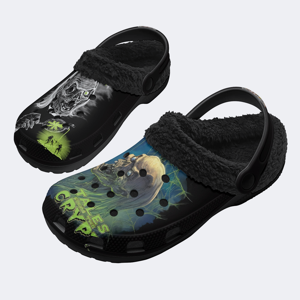 Unisex Tales Crypt Zombie Art Print - Fur Lined Slippers/Sandals