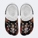 Flaming Skull Dagger Print - Fur Lined Slippers/Sandals