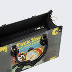 Cat Playing Drums - Leather Handbag