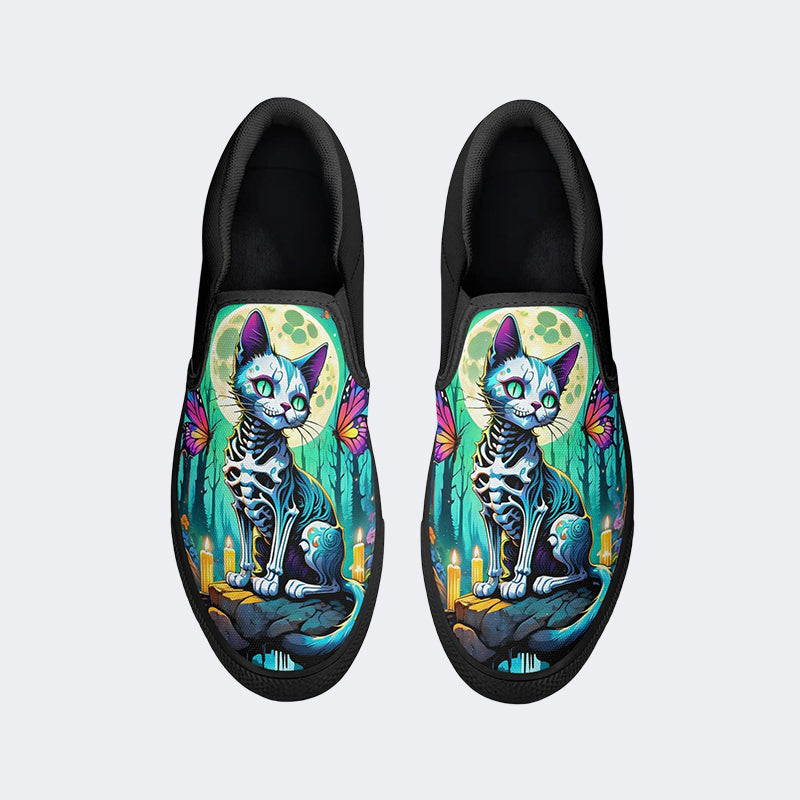 Unisex Undead Cat Art Illustration Printed - Slip On Shoes