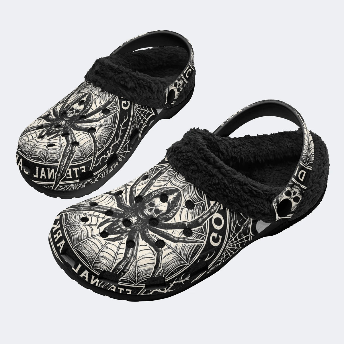 Dark Tarot Spider‑Fur Lined Slippers Sandals