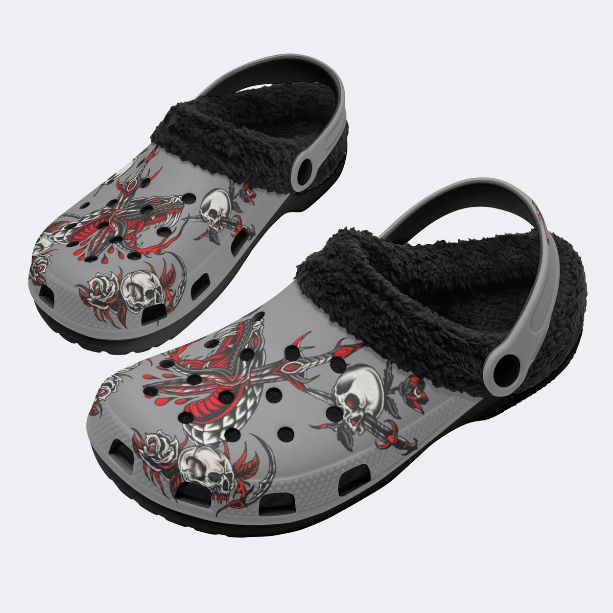 Horror Sword Snake Print - Fur Lined Slippers/Sandals