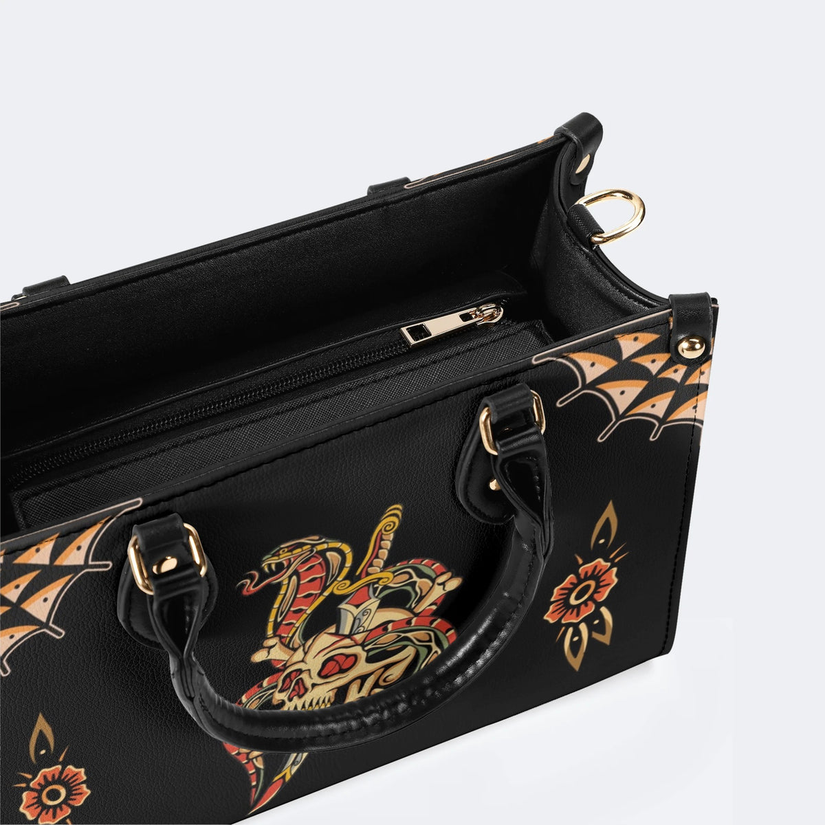 Skeleton Snake Print - Leather Handbag