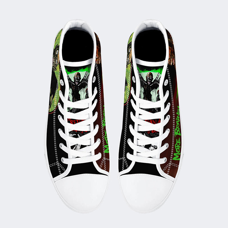 Unisex More Brains Print- High Top Canvas