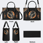 Screaming Wolf Vintage Print - Leather Handbag
