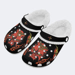 Horror Devil Print - Fur Lined Slippers/Sandals