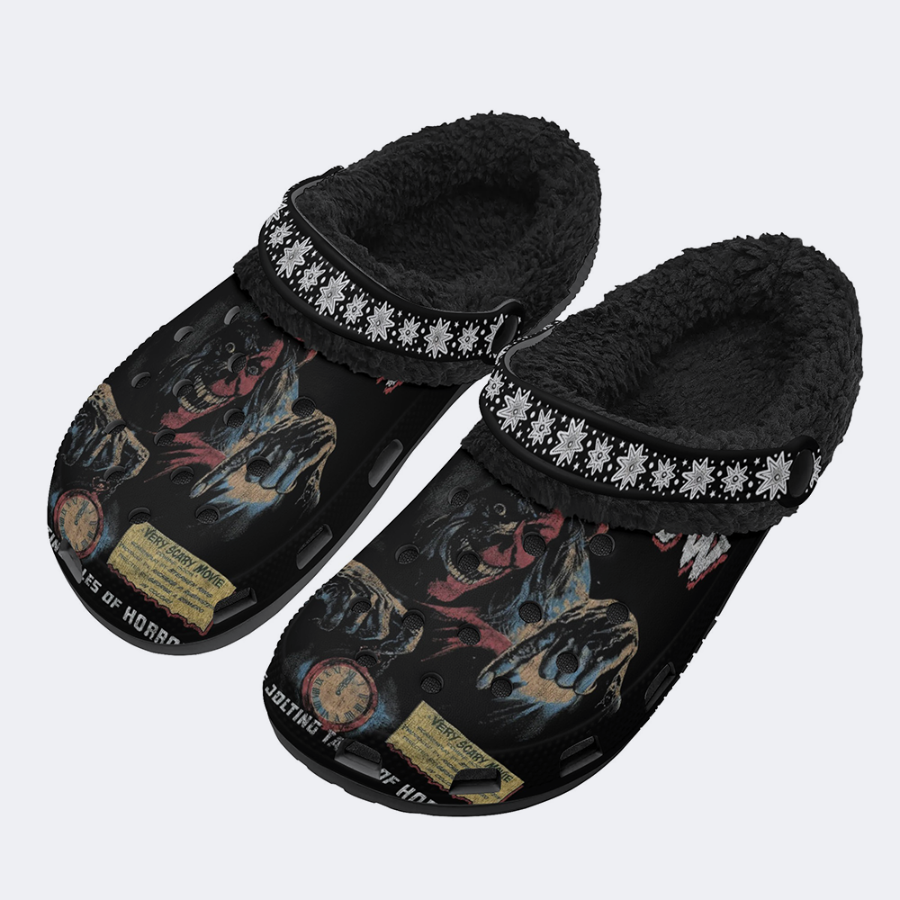Horror Movie Vintage Graphic - Fur Lined Slippers/Sandals
