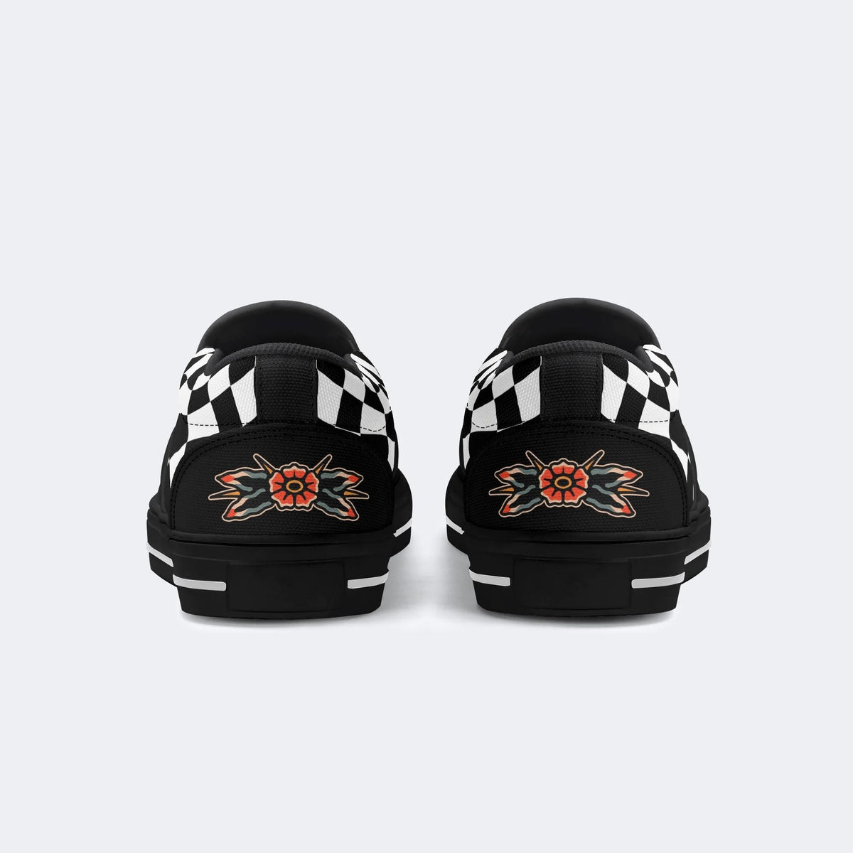 Black And White Snake Print - Slip On Shoes