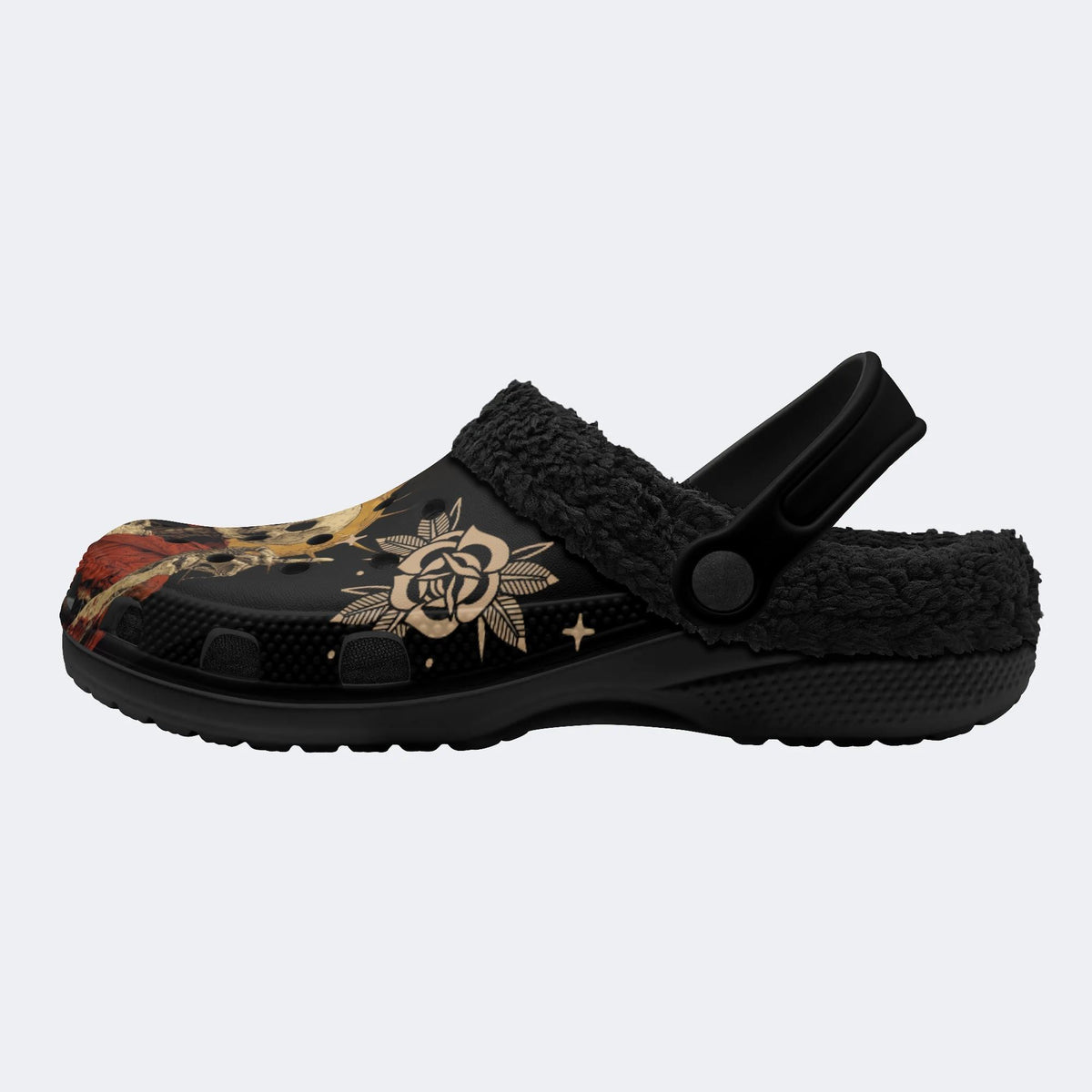 Skull Art Print - Fur Lined Slippers/Sandals