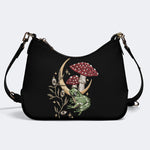 Frog Mushroom Print - Leather Crossbody Bag