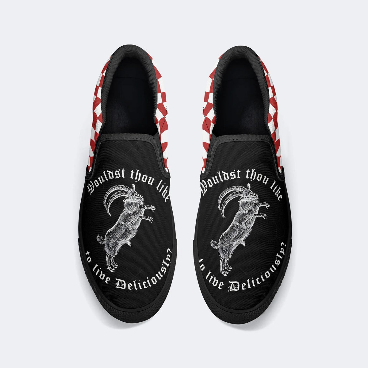 Unisex Metal Goat Print - Slip On Shoes