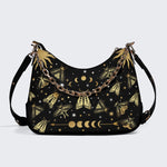 Vintage Dark Moth Print - Leather Crossbody Bag