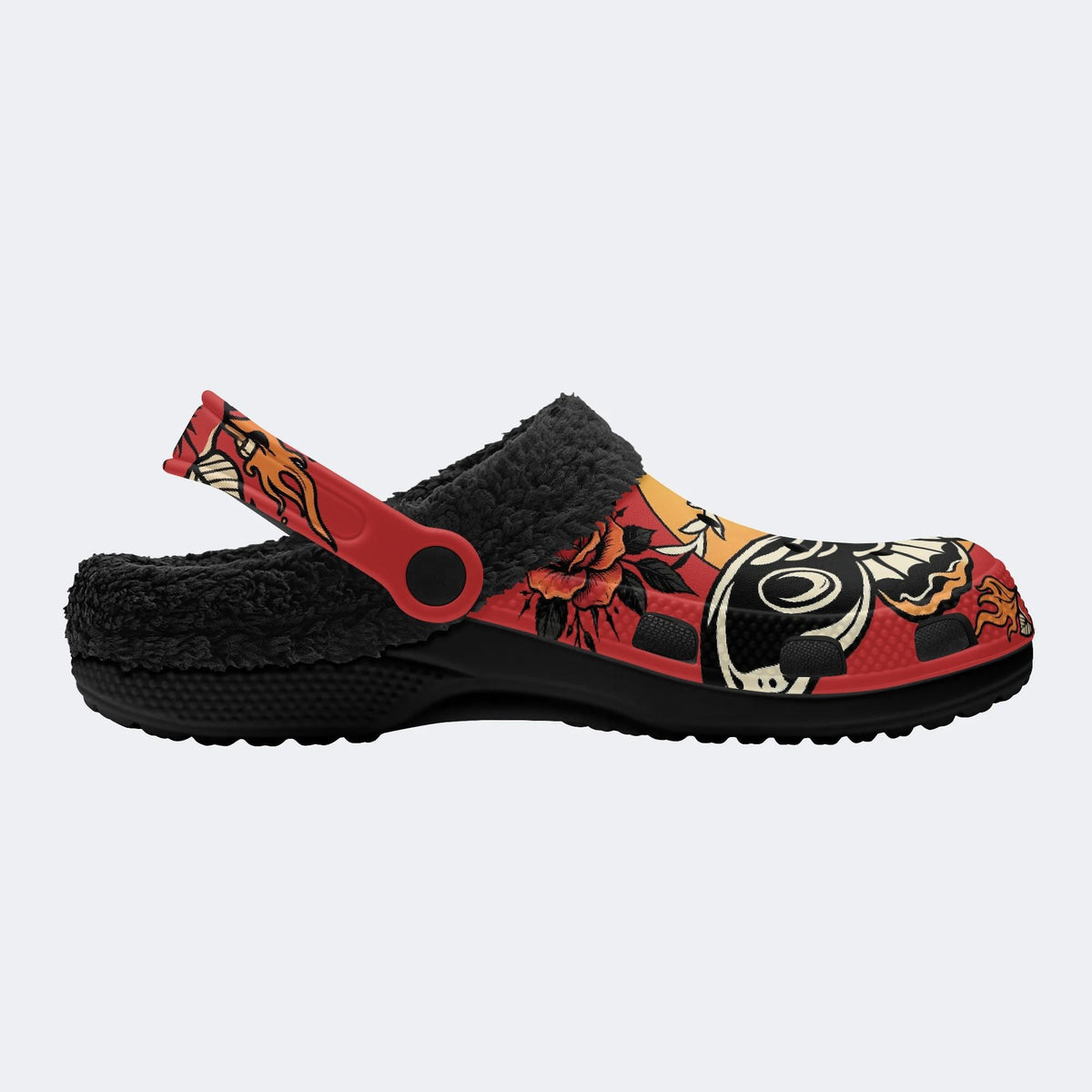 Old School Moth Rose - Fur Lined Slippers/Sandals