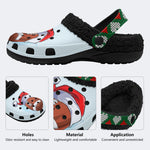 Santa Hat Football Print - Fur Lined Slippers/Sandals