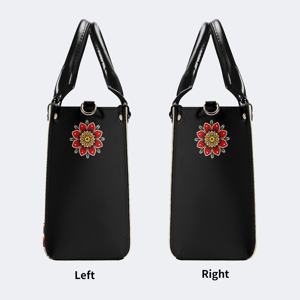Black Panther Head Print - Leather Handbag