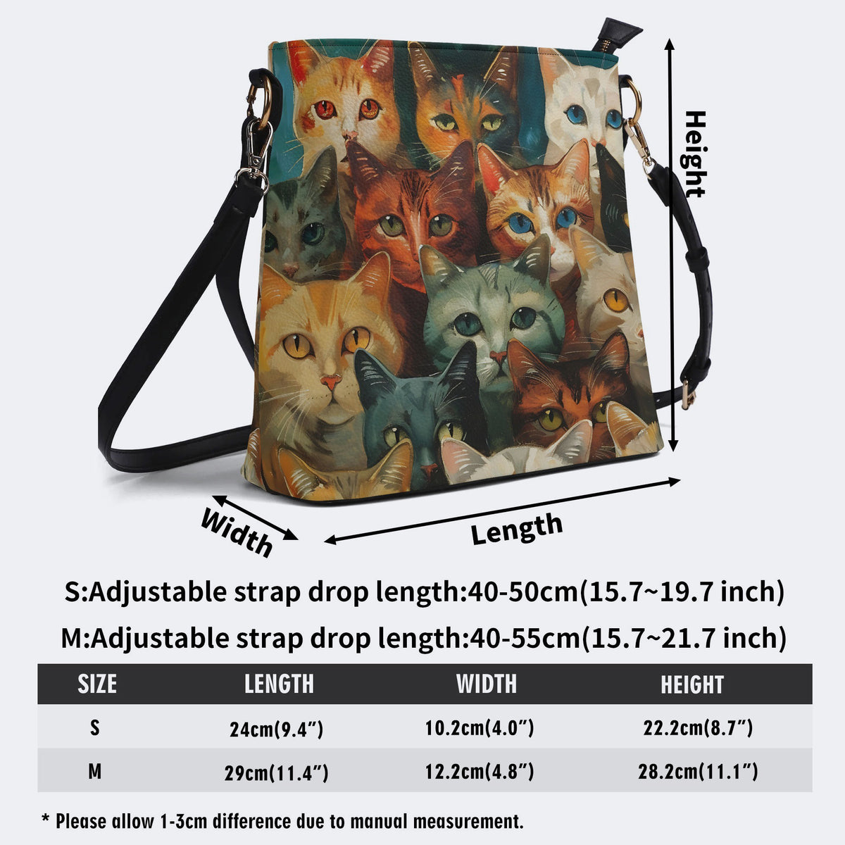Artistic Cats Print - Bucket Bag