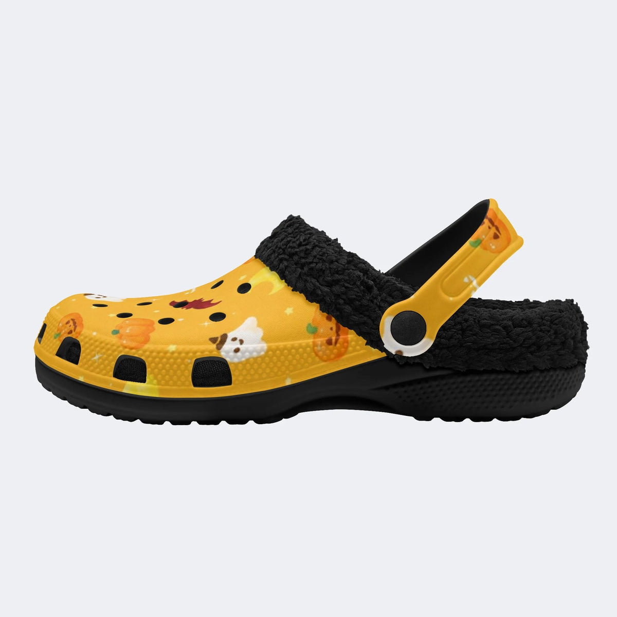 Ghost Bat Pumpkin Print - Fur Lined Slippers/Sandals
