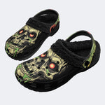 Gothic Dark Zombie Skull Toxic Slime - Fur Lined Slippers/Sandals