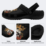 Vintage Crown Skull Flower - Fur Lined Slippers/Sandals