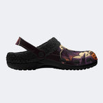Gothic Bat Pumpkin Moon Halloween Grave - Fur Lined Slippers/Sandals
