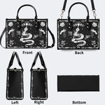 Snake And Beath Moth Print - Leather Handbag
