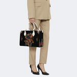 Circling Black Dragon Print Handbag Factory Direct Sales
