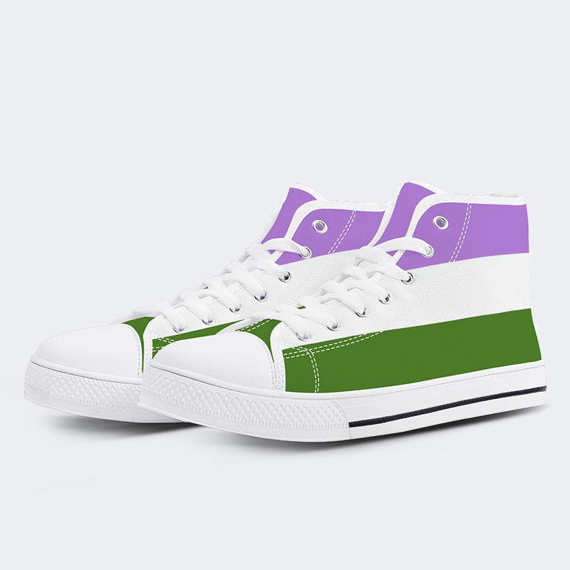 Genderqueer Pride Flag High Top Canvas Shoes