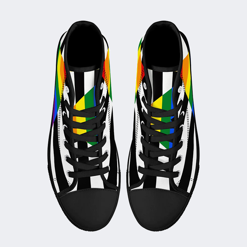 Straight Ally Flag High Top Canvas Shoes