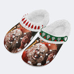 Christmas Ghostface Print - Fur Lined Slippers/Sandals