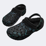 Teal Doodle Icons - Fur Lined Slippers/Sandals