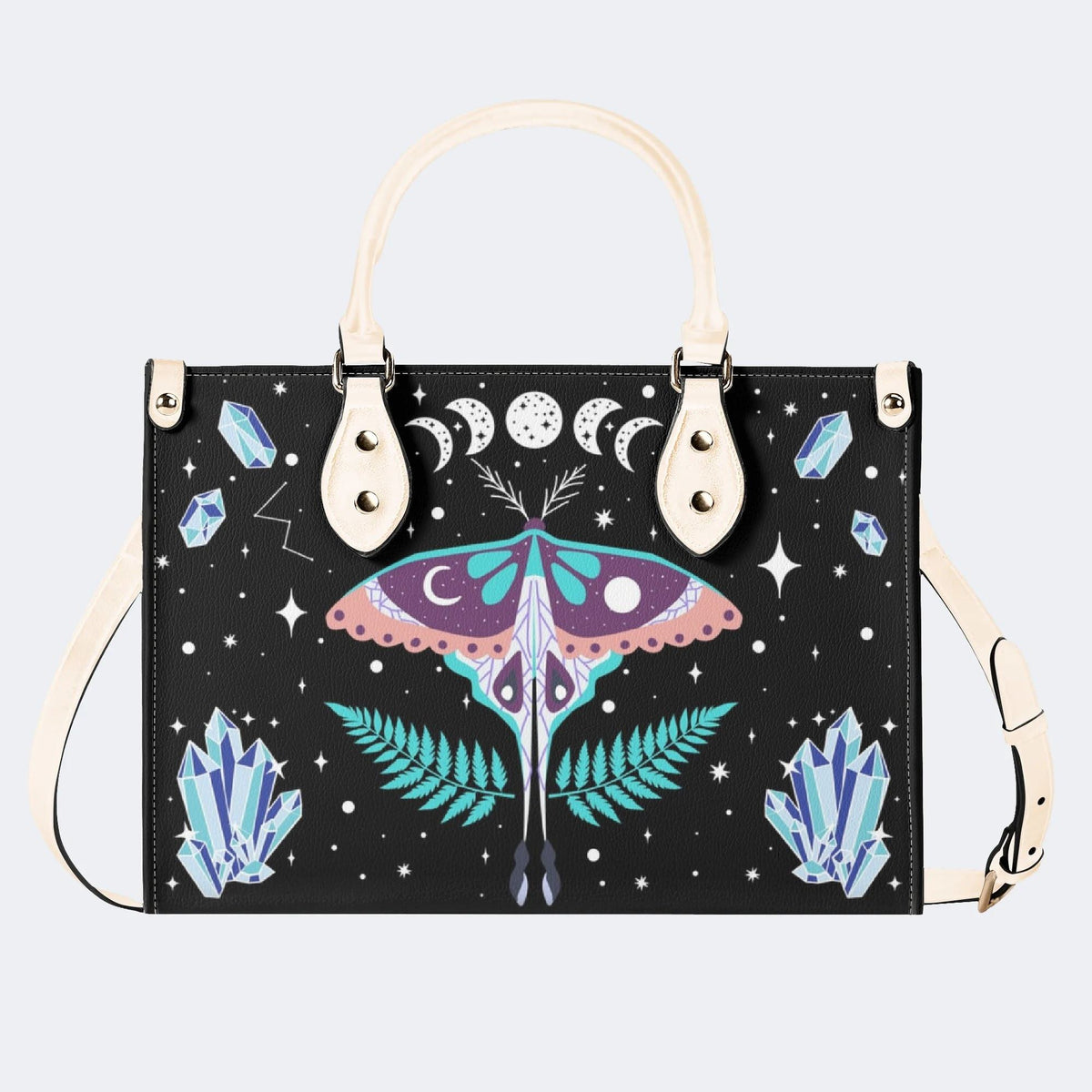 Death Moth Under The Stars - Leather Handbag