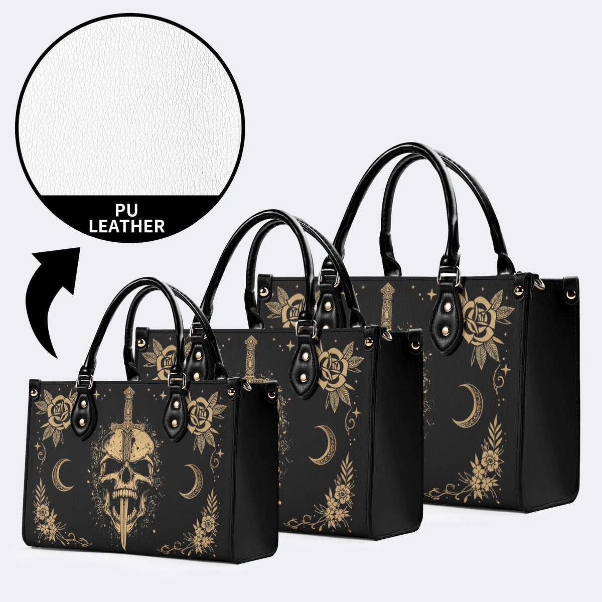 Skull Dagger Moon Rose Print Handbag Factory Direct Sales